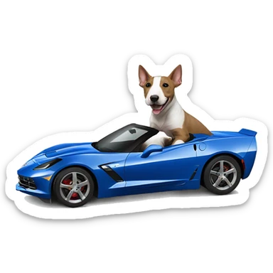 Bull terrier and blue C6 Corvette  sticker