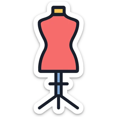 needle and thread, tailor's dummy, stylized dress form, suitable for a business presentation sticker