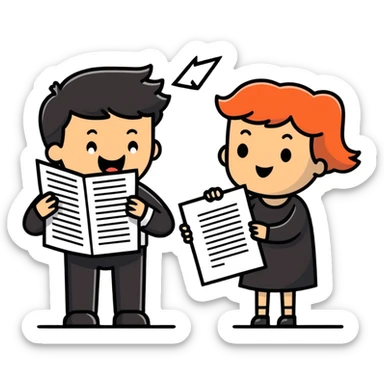 illustration of [man celebrating the singing of (divorce papers)] next to [crying woman] art influence two subjects sticker