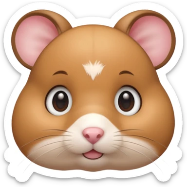 A 3D cartoon hamster face close-up with tiny visible whiskers, round cheeks, smooth glossy eyes, soft background blur, Memoji-style rendering. sticker