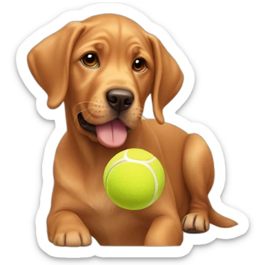 Puppy Red labrador holding a tennis ball on his mouth sticker