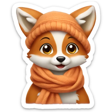 Cute baby fox with a scarf  sticker