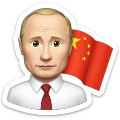 vladimir putin with china flag sticker