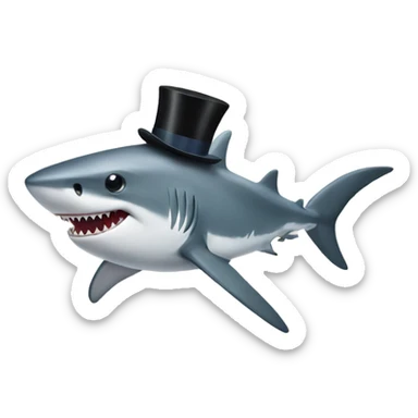 Shark with a top hat sticker