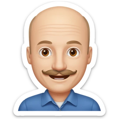 White man mustache balding sticker