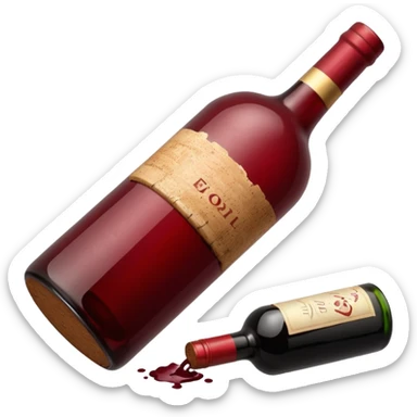 a wine bottle lying on its side rolling on the floor sticker