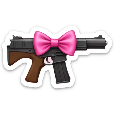 gun with a pink bow on it  sticker
