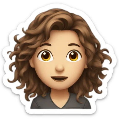 Wind and messy Brown hair girl sticker