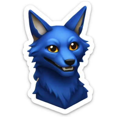 dark blue kitsune head in the shape of a cube sticker