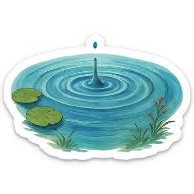 ghibli style ripple in a pond representing teesür sticker