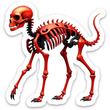 A black and red gradient epic shiny cool edgy skeletal animal, full body sticker