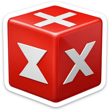 2D thick glowing red square box with centered X mark sticker