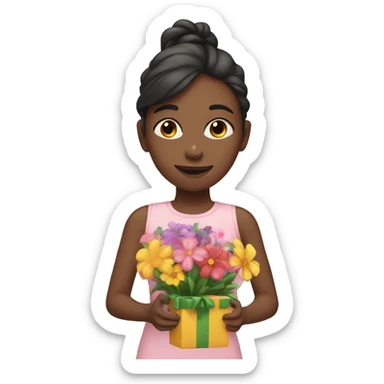 Girl with flowers and presents  sticker