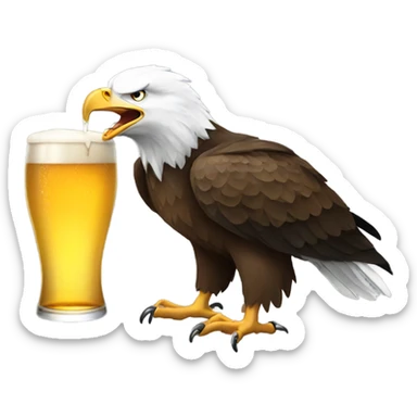 Bald eagle drinking beer sticker