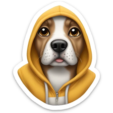 A dog with a hoodie sticker