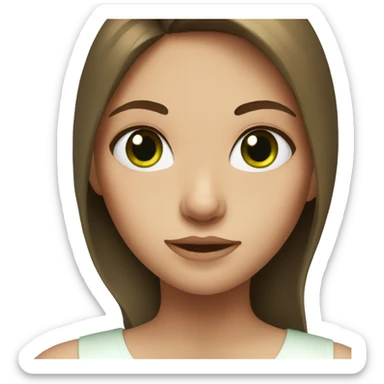 Girl with brown hair and green eyes white top sticker