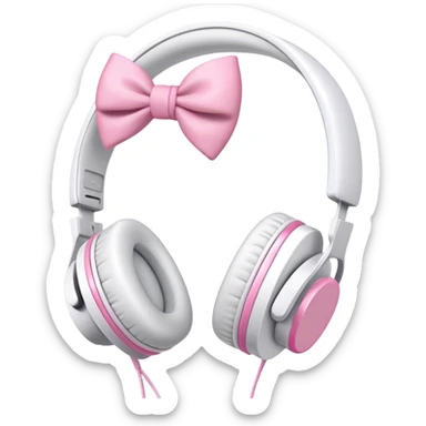 White aesthetic headphones with pink bow sticker
