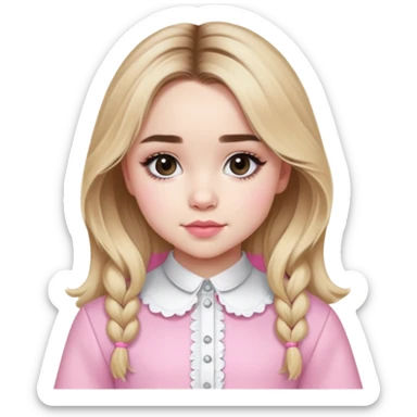 Sabrina Carpenter blonde pop star in a pink and white outfit, Short n' Sweet look sticker