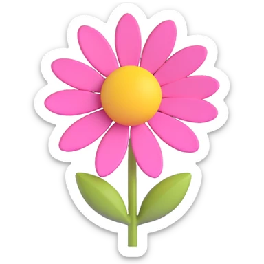 minimal 3D gothic daisy with pink accent, simple and elegant sticker