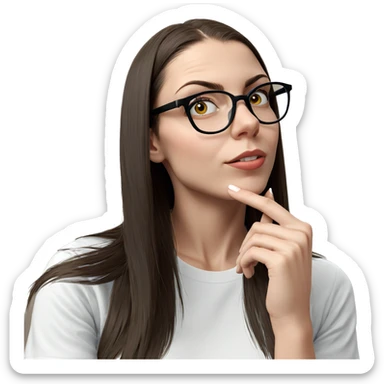 thoughtful girl in white shirt sticker