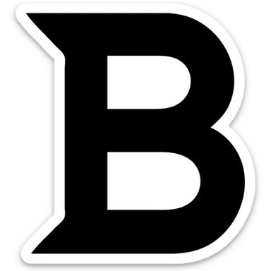 Upper loop of a capital B morphs into an outward wedge; bottom loop stays solid sticker