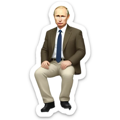 putin sitting on a moving rock sticker