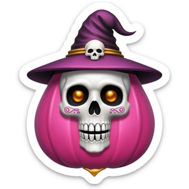Caldero de bruja rosa con calaveras sticker