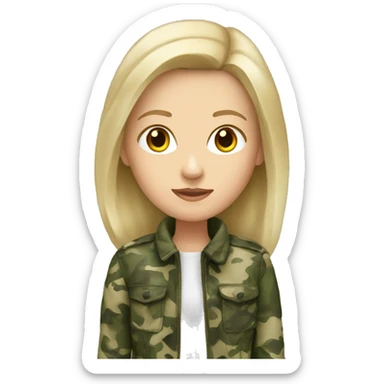 white girl with a camouflage jacket on sticker