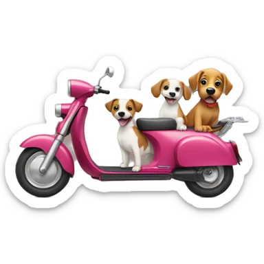 Scooter being pulled by two dogs sticker