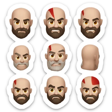 Crea un emoji de Kratos feliz sticker