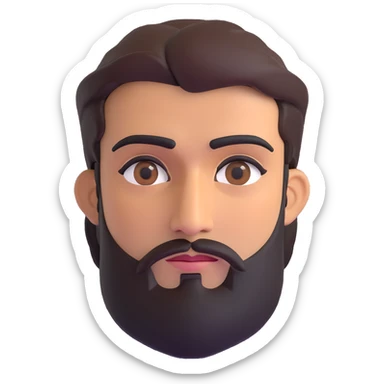 middle eastern man with medium length beard, unibrow, tan skin, and dark brown eyes sticker