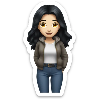Snowwhite having long black hair and wears casual clothes  sticker