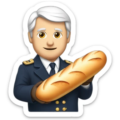french president holding a baguette sticker