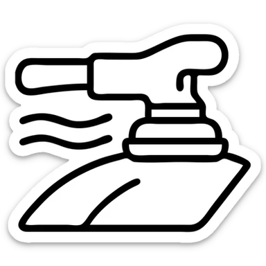 outlined icon of a polishing machine on a glossy black hood, metallic details, soft waves of shine, clean lines, modern and simple sticker