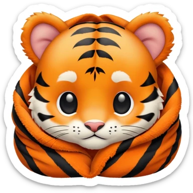 Cute, Disney-style baby tiger cozy in blanket sticker