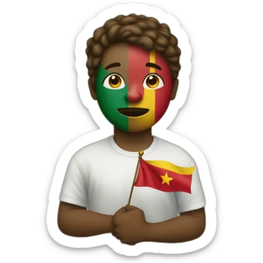A CAMEROONIAN CRIES WITH THE FLAG IN HAND sticker