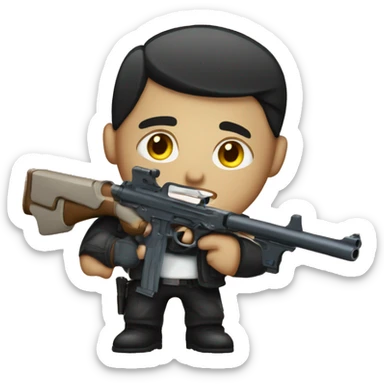 A blue eyed assassin with a gun sticker