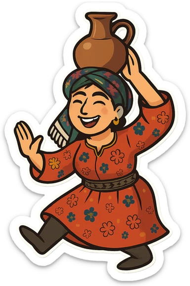 Cartoon sticker in Flat Toon style with a dancing pose, transparent background. sticker