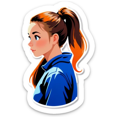 Girl with ponytail  sticker
