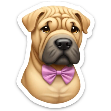 Sharpei with a bow sticker
