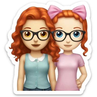 hello kitty and redhead girl with glasses  sticker