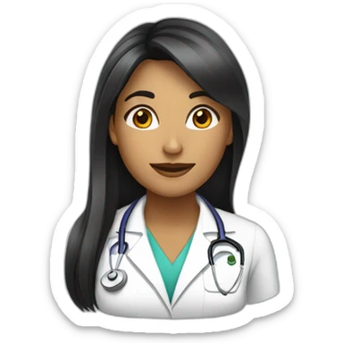 Una doctora con lente cabello negro largo delgada sticker