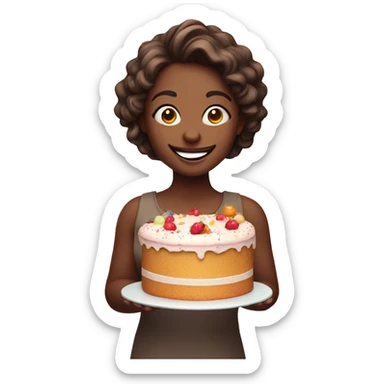 smiling girl with cake indoors sticker
