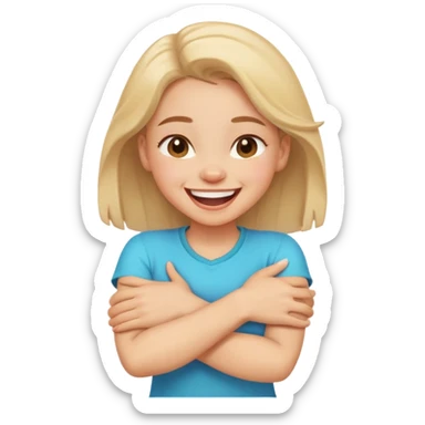 Arms crossed holding neck laughing girl sticker
