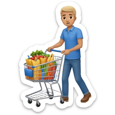 man-with-a-shopping-cart-full-body sticker