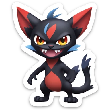 Edgy Cute Cool Kawaii Litten-Noivern-Zoroark-Torracat-Noibat-Pokémon Full Body sticker