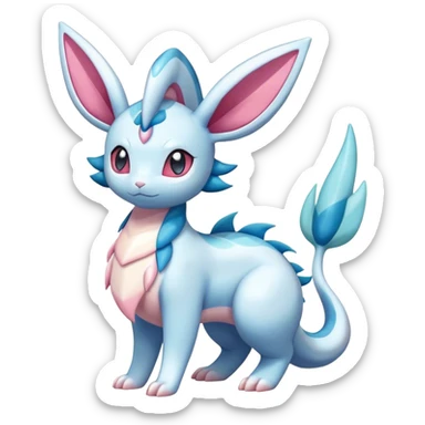 Shiny Cute Milotic-Sylveon-Glaceon-Vaporeon-Dragonair-Pokémon-hybrid-fusion full body sticker