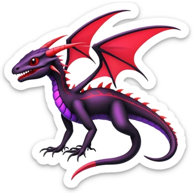 Colorful Neon Black and red and purple Gothic Edgy Tropical Flygon-Aurorus-Salandit-Salazzle-Amaura-Hybrid-Creature sticker