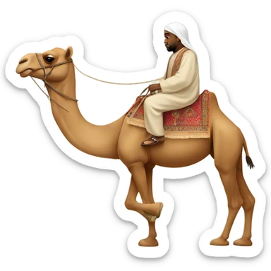 Kanye West riding a Camel in a Sheikh costume sticker