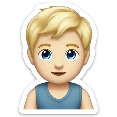 Baby boy blond hair blue eyes with fox plush sticker